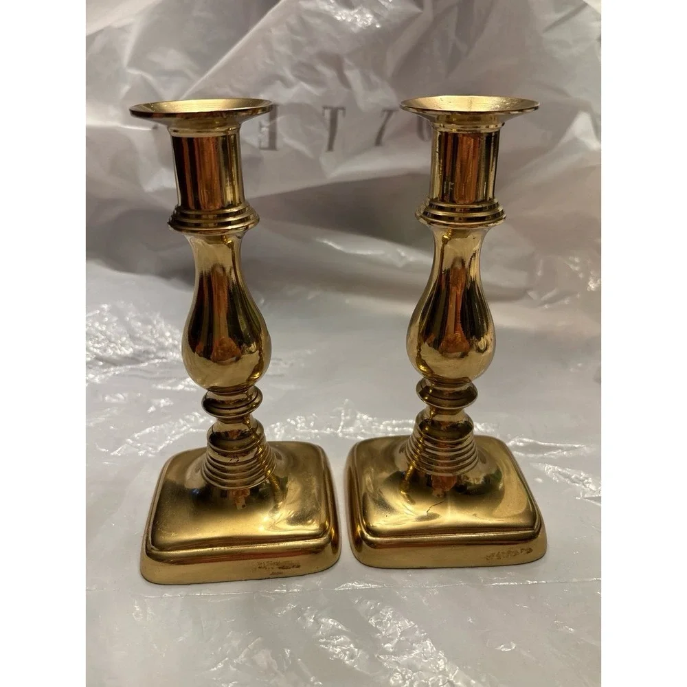 Set Of VTG 7'' Brass  Candle Holders Statement Piece Shelf Decor Table Decor MCM